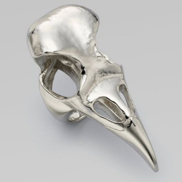 ALEXANDER MCQUEEN Rare Bird Skull Oversized Ring in Silver - Picture 3 of 3